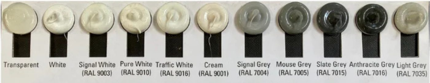 Sealant colour chart